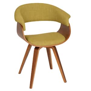 Summer Green Fabric and Walnut Wood Modern Dining Chair