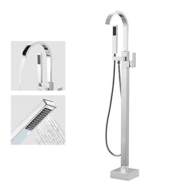 VEVETTA Single-Handle Freestanding Tub Faucet with Hand Shower in. Polished Chrome
