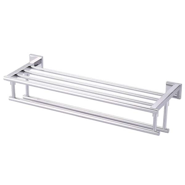 VEVETTA 24 in. Wall Mounted Double Towel Bar in Polished Chrome