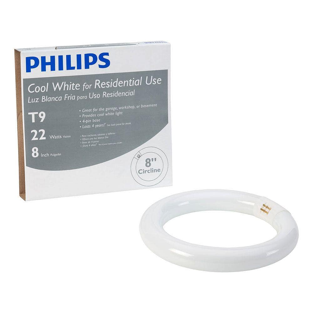 Philips FC8T9/CW Home Light Cool White Circline Fluorescent Lamp Bulb 22W 8" 