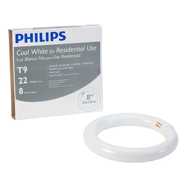 Philips 22-Watt 8 in. Linear T9 Fluorescent Tube Light Bulb Cool White (4100K) Circline (1-Pack)