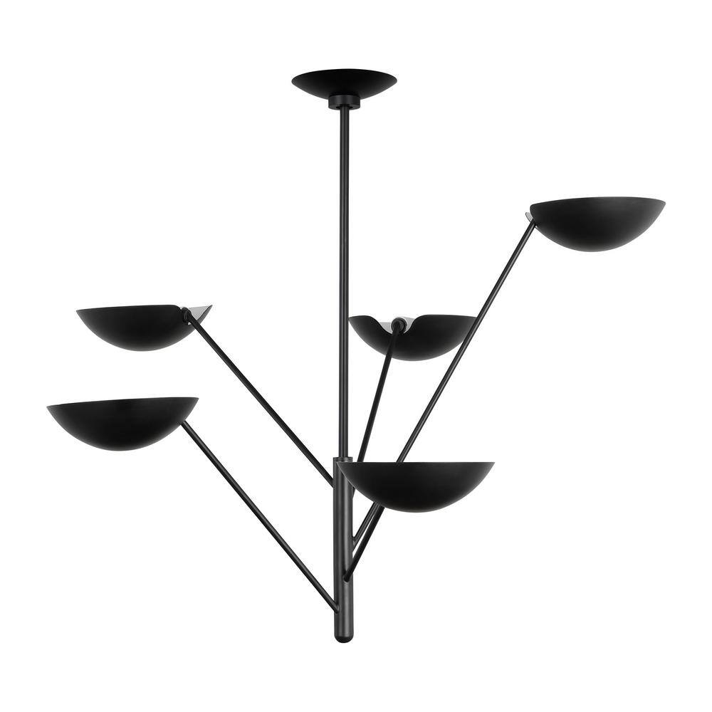 Nevel 5-Light Aged Iron Mid-Century Modern Chandelier