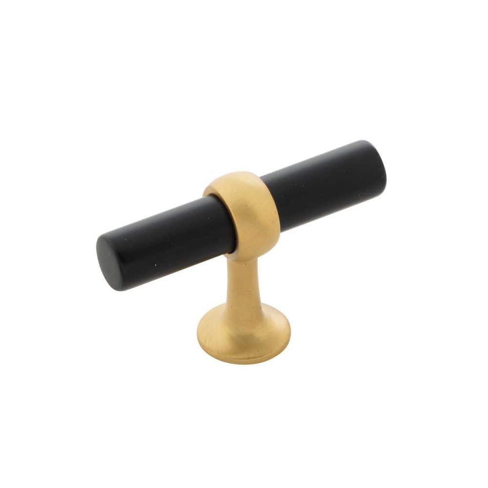 Ostia Collection Knob 2.50 Inch X 0.81 Inch Matte Black and Brushed Golden Brass Finish T-Shaped Cabinet Knob price history on PriceWatchPro