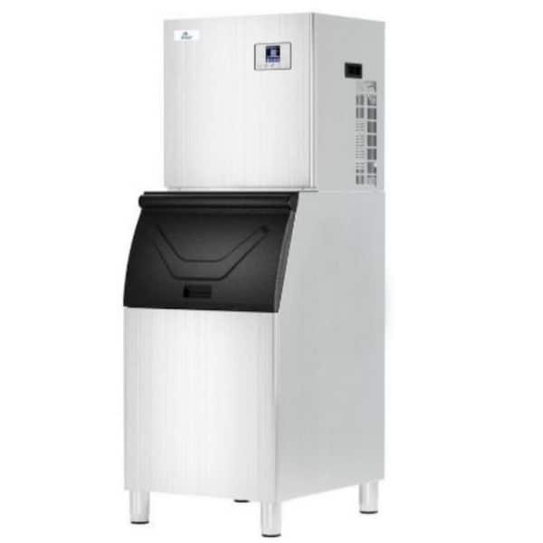 Cooler Depot 25 in. 520 lbs. Air‑Cooled Full Size Cubes Commercial Freestanding Ice-Maker in Silver with Bin