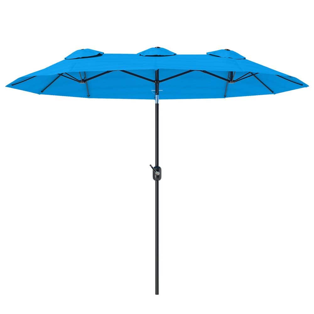 9.5 ft. Large Outdoor Market Patio Umbrella in Cyan Blue, Double Sided Pati