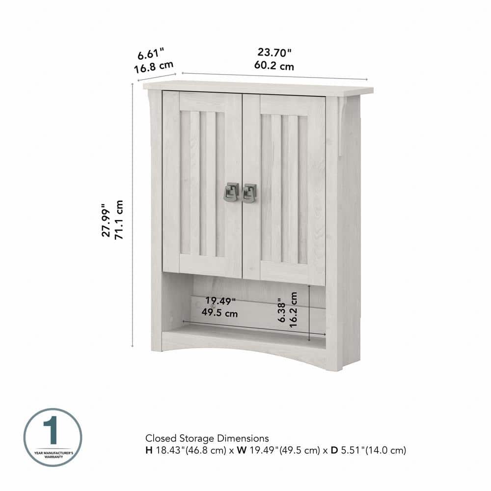 Linen White Oak Wall-Mounted Bathroom Storage Cabinet