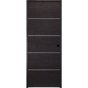 Belldinni Vona 01 2HN Gold 30 in. x 80 in. Left-Handed Solid Core Veralinga Oak Textured Wood Single Prehung Interior Door, Dark Brown/Veralinga Oak