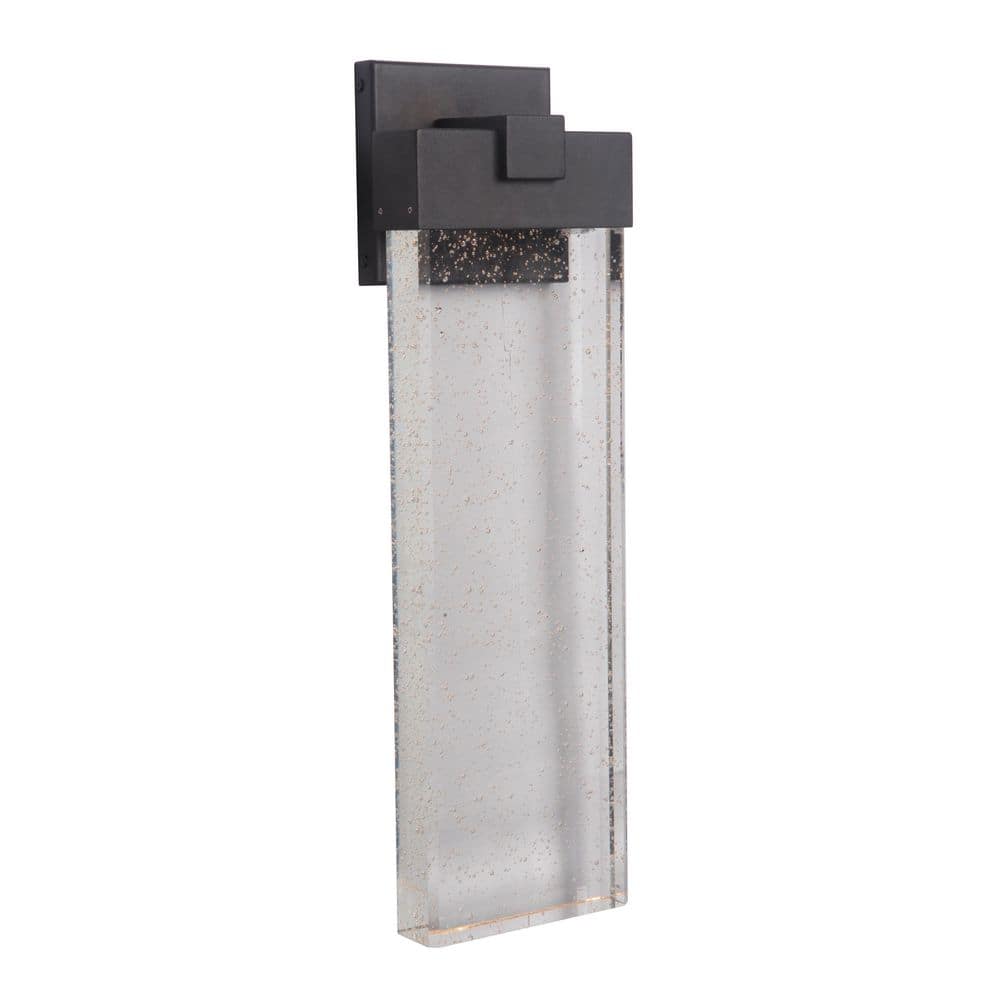 Textured Matte Black and Clear Glass LED Wall Sconce