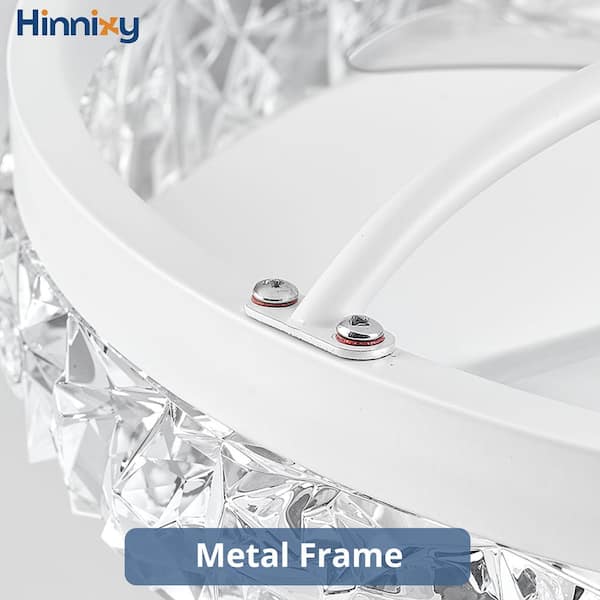 HINNIXY 20 in. Smart Indoor Fresh White Crystal Flush Mount Color