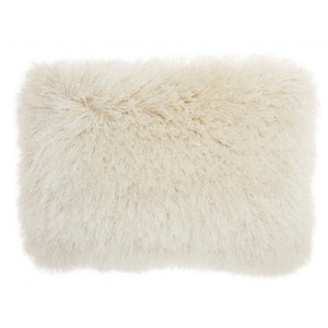 White 24 in. W x 24 in. L Faux Fur Square Shag Throw Pillow 507961GYH - The  Home Depot