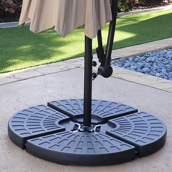 145 lbs. Capacity Weighted Cantilever and Offset Patio Umbrella Base in Black (4-Piece)