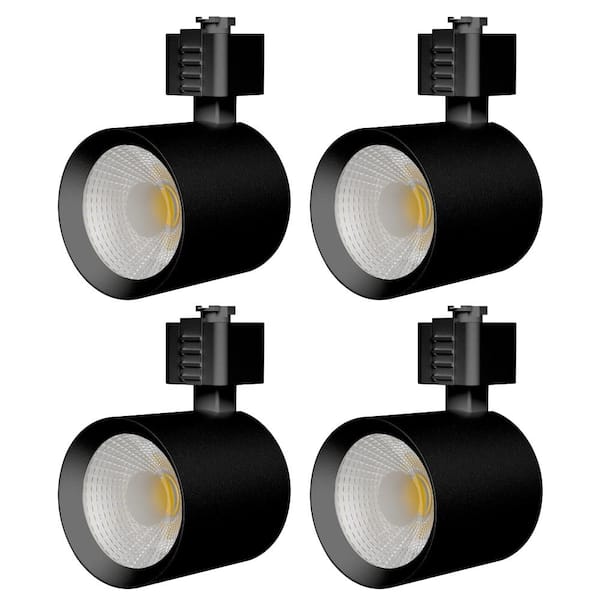 1-Light Black Integrated LED Linear Track Lighting Mini Cylinder Step Head (4-Pack)