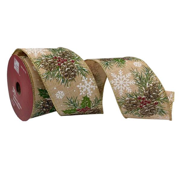 Wired Canvas Homespun Christmas Ribbon with Christmas Decor Num.40 2 1/2″  10 yard roll – Mum Supplies.com