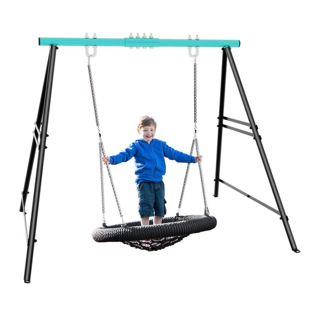 Metal Swing Stand Swing Sets for Backyard with Extra Side Bars, 880 lbs. Heavy-Duty A-Frame Outdoor Swing price history on PriceWatchPro