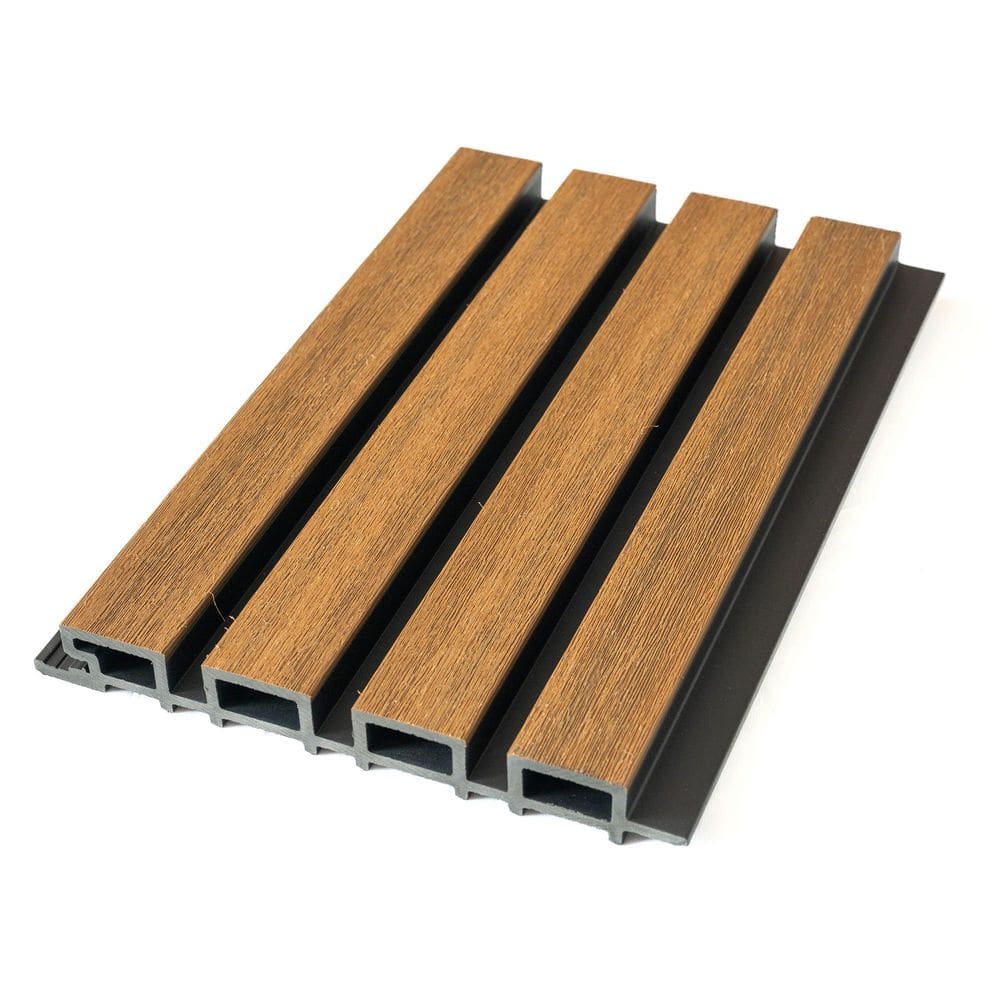 Linear 1 in. x 0.72 ft. x 7.88 ft. Light Walnut and Black WPC Decorative Wall Slat Siding & Cladding Panels (5-Pack) price history on PriceWatchPro