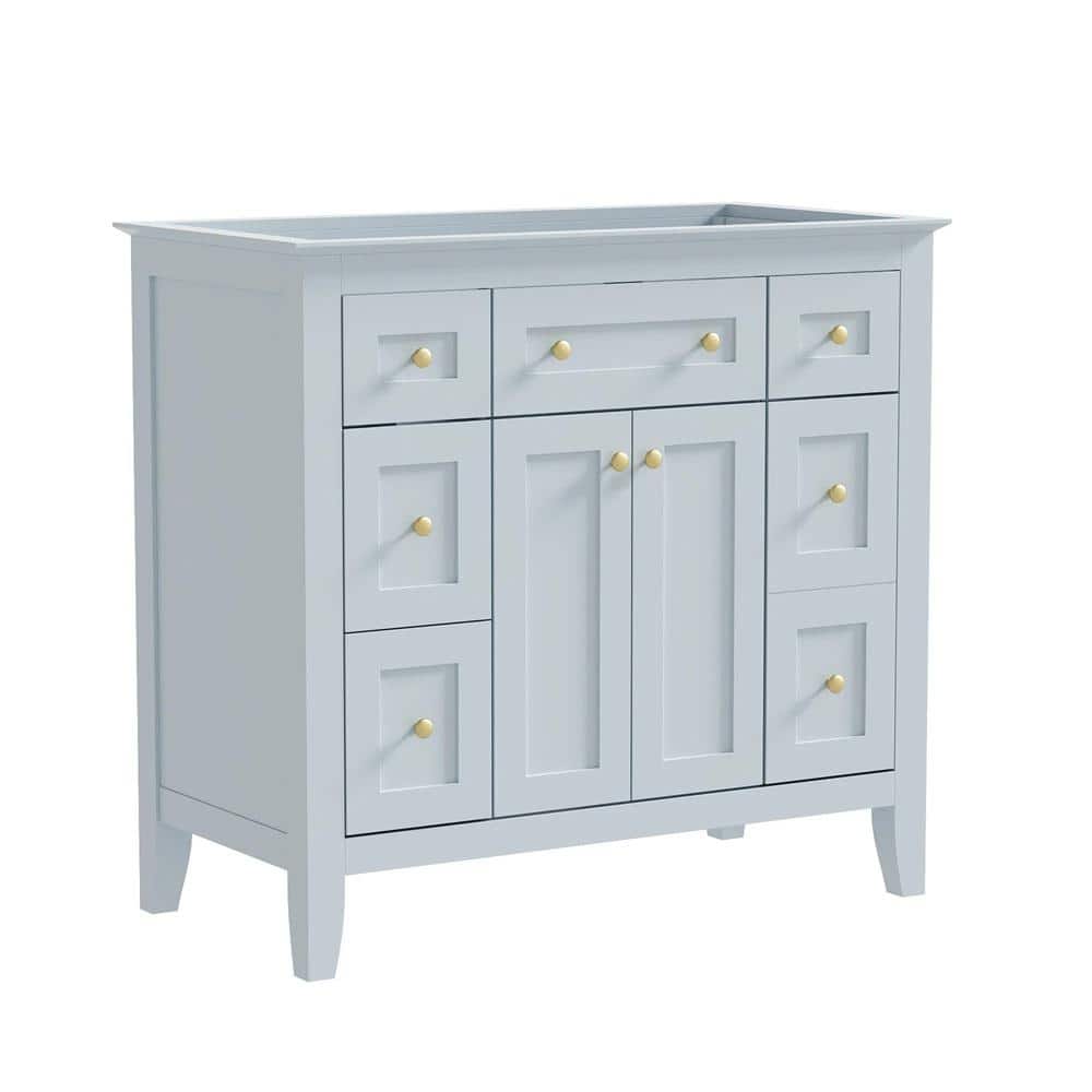 36 in. Freestanding Bath Vanity Cabinet without Top in Light Blue with 6 Dr