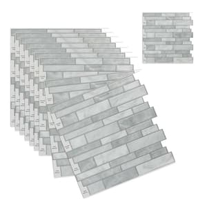 11.8 in. x 11.8 in. Vinyl Peel and Stick Backsplash Wall Tile for Kitchen and Bathroom, Gray (10-Sheet)