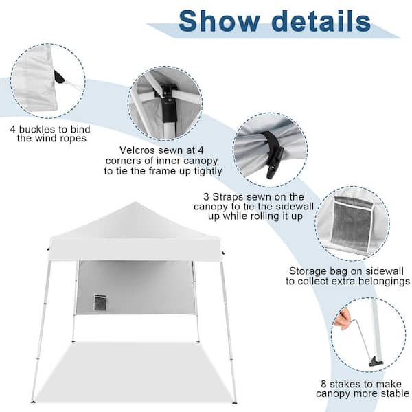Karl home 6 ft. x 6 ft. White Folding Canopy with Backpack