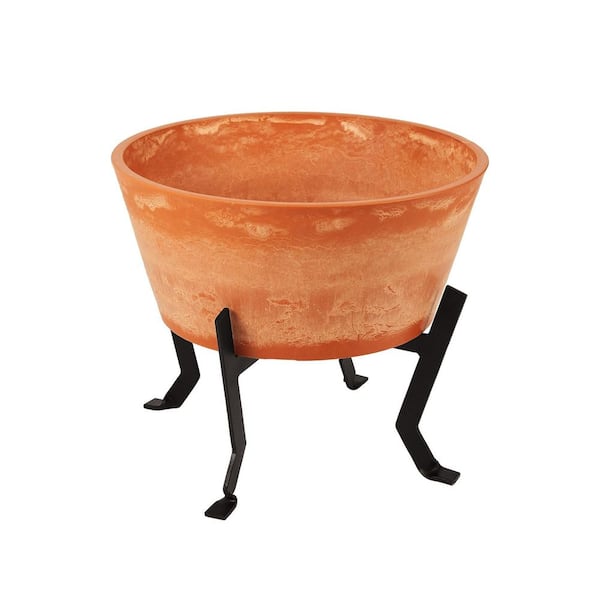 Achla Designs 14.75 in. H., Small Decorative Iron Pots, Denise Planter I, Indoor/Outdoor Pot, Terra Cotta Finish