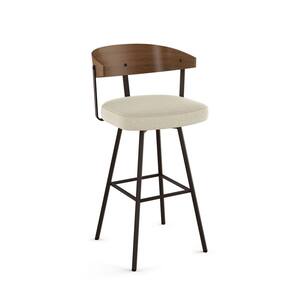 Quinton 25.25 in. Cream boucle polyester/Dark Brown Metal Counter Stool