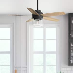 Margo 52 in. Indoor Matte Black Ceiling Fan with Light Kit and Remote Included