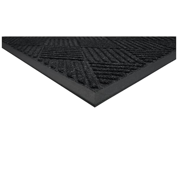 Graphite Grid Charcoal 36 in. x 60 in. Multicolored Indoor/Outdoor Doormat