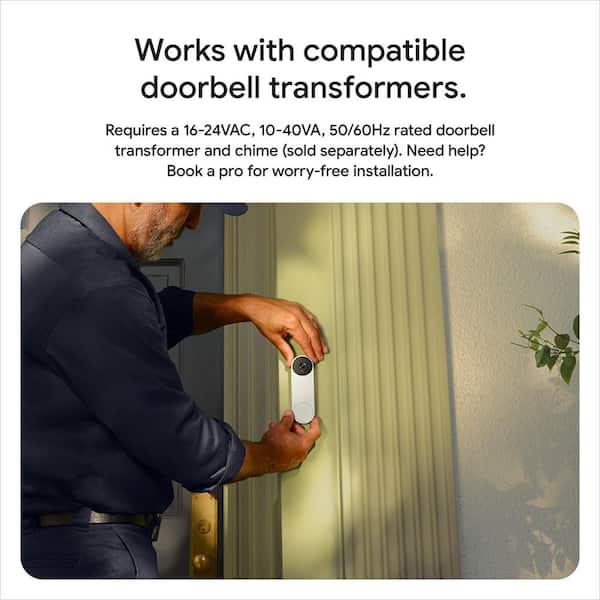 Google Nest Doorbell (Wired, 3rd Gen) - Smart Wi-Fi Video Doorbell