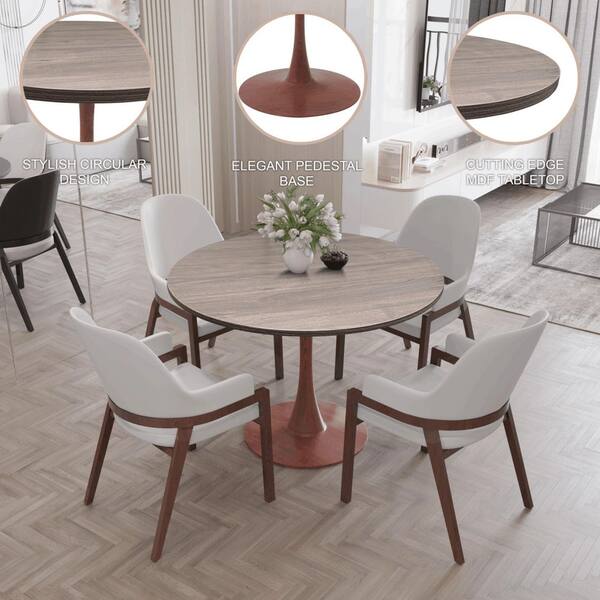 Leisuremod Bristol 36 Wide Round Dining Table MDF Tabletop and