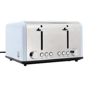 4-Slice Extra Wide Slot 1650-Walt Stainless Steel Toaster in Light Blue