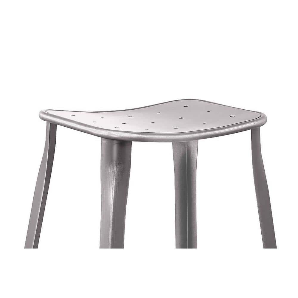 Gunmetal Gray Saddle Backless Metal Barstools, Set of 2