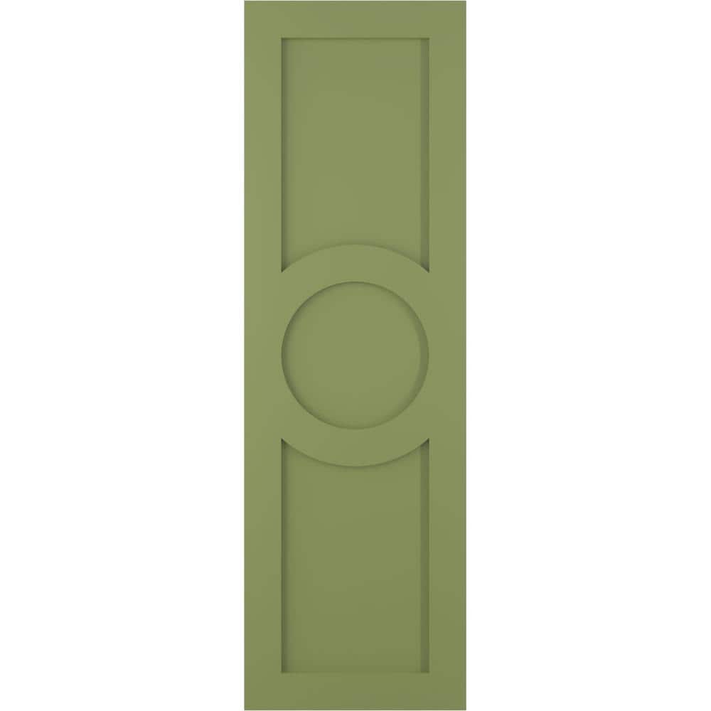 True Fit 12 in. x 45 in. PVC Center Circle Arts and Crafts Fixed Mount Flat Panel Shutters Pair in Moss Green price history on PriceWatchPro