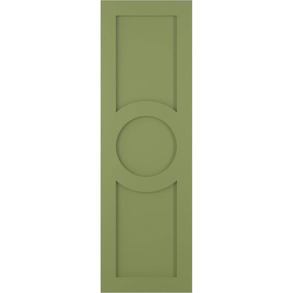 True Fit 15 in. x 61 in. PVC Center Circle Arts and Crafts Fixed Mount Flat Panel Shutters, Moss Green (Per Pair) price history on PriceWatchPro