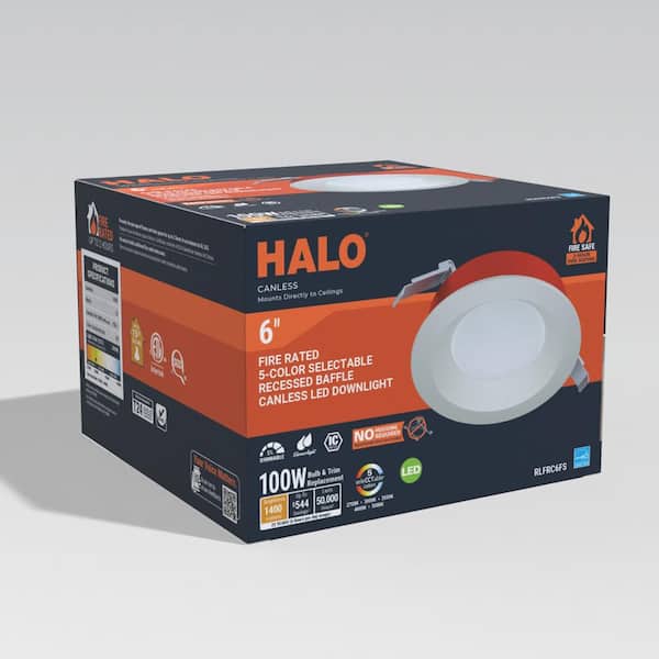 6 in. Fire Rated Canless Integrated LED, Recessed Light Trim, 5CCT, 1400 Lumens White