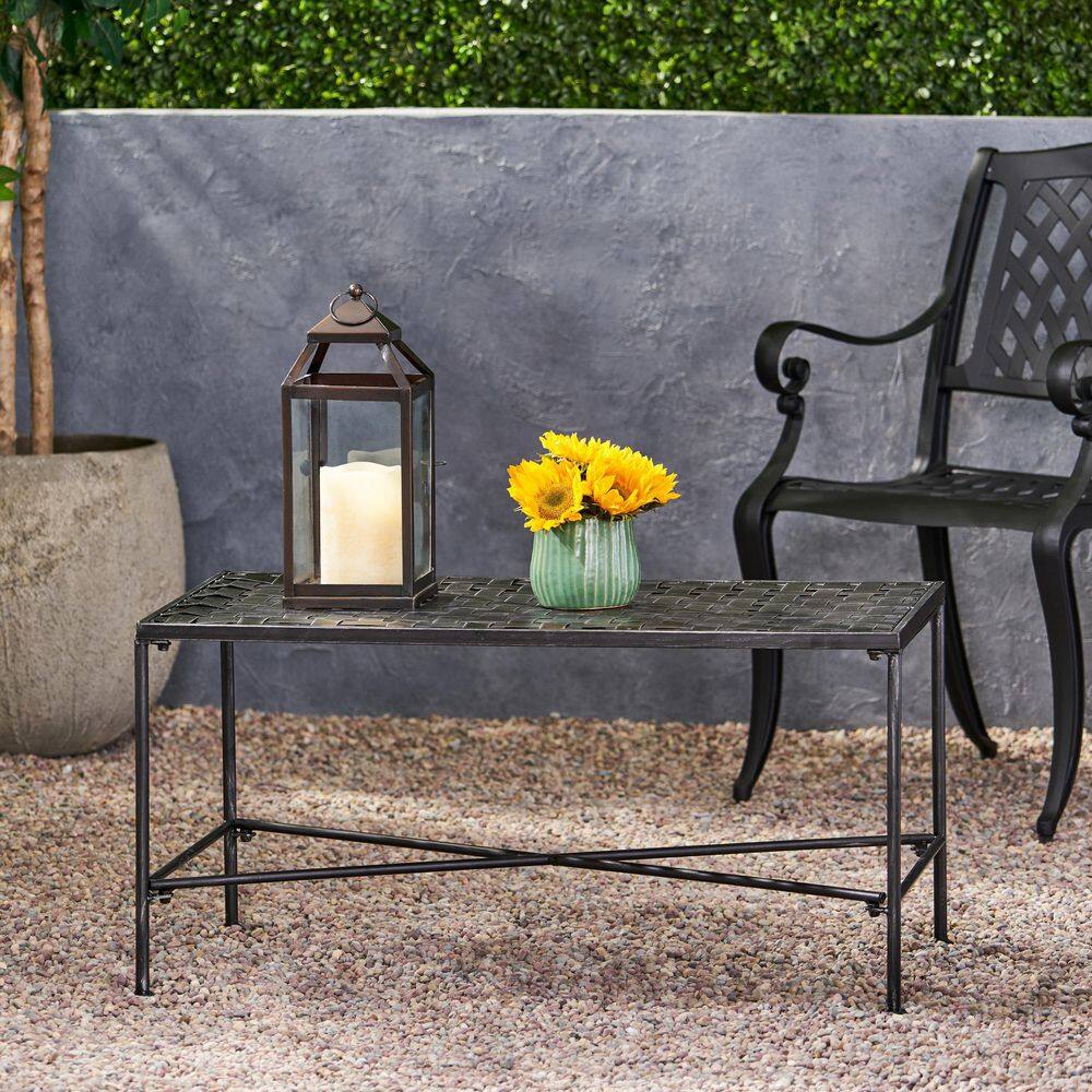 Petra Black Iron Outdoor Patio Coffee Table