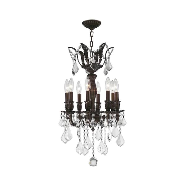 Worldwide Lighting Versailles 8-Light Flemish Brass Chandelier with Clear Crystal
