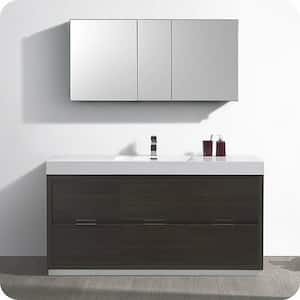 Valencia 60 in. W Bathroom Vanity in Dark Slate Gray with Double Acrylic Vanity Top in White