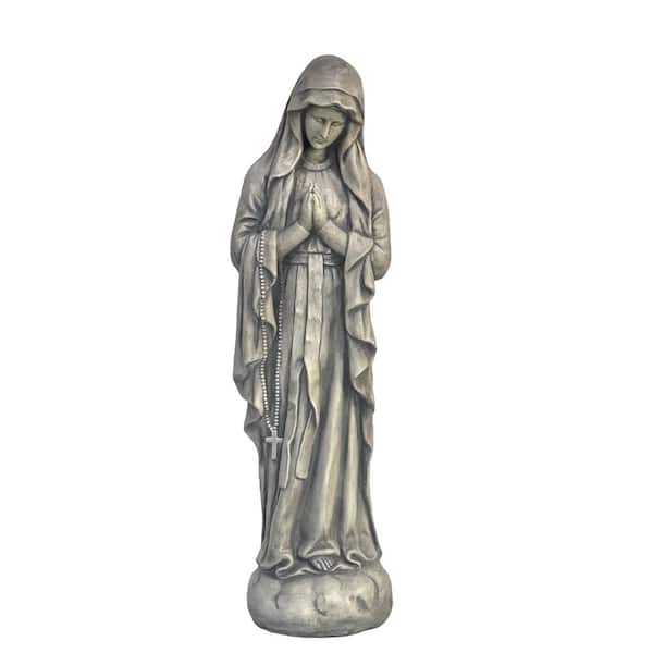 32" Gray Polyresin Virgin Mary Outdoor Statue
