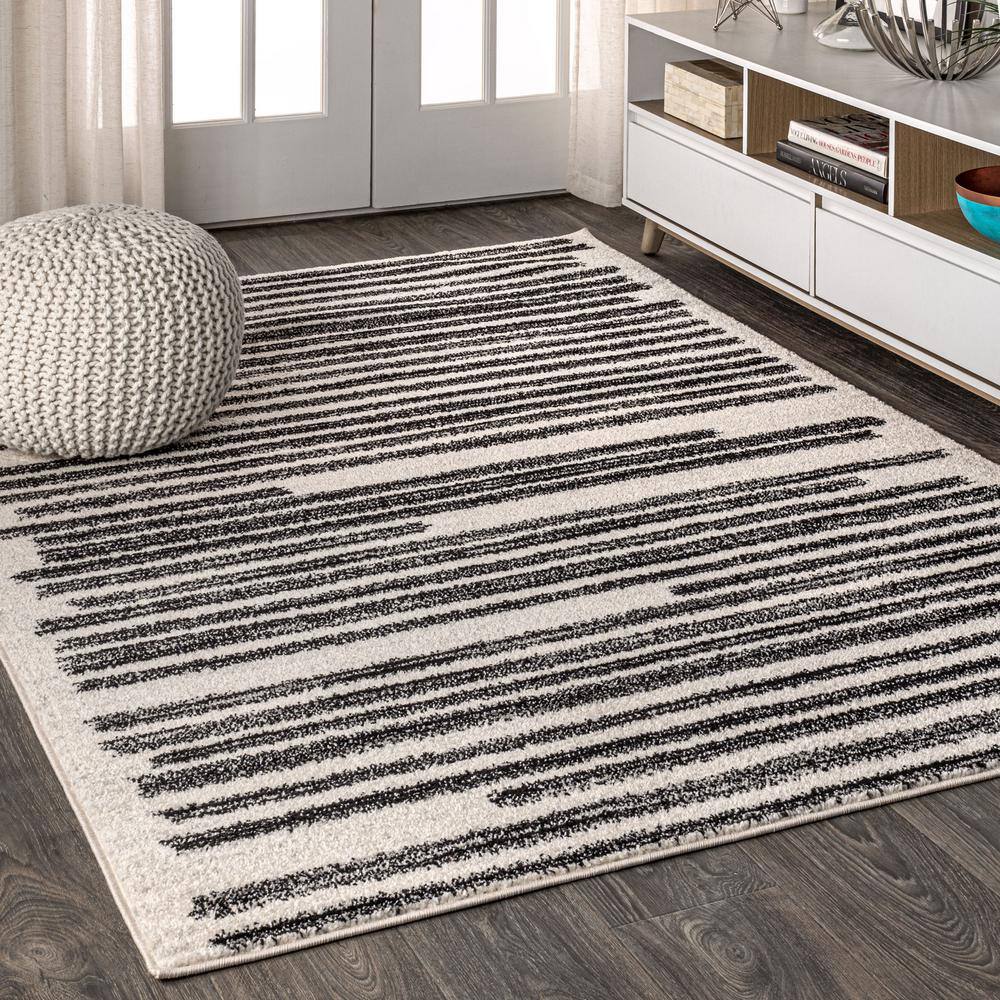 JONATHAN Y Khalil Modern Berber Stripe Cream/Black 9 ft. x