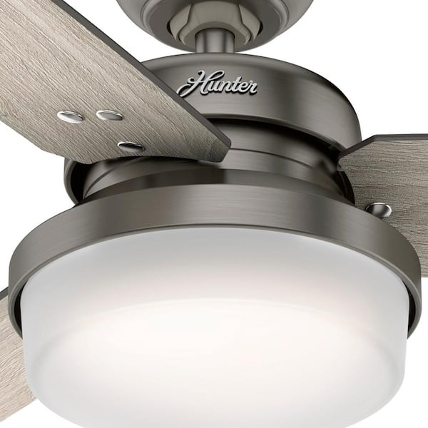 Hunter Sentinel 44 In Indoor Brushed Slate Ceiling Fan With Remote Light Kit 50393 The