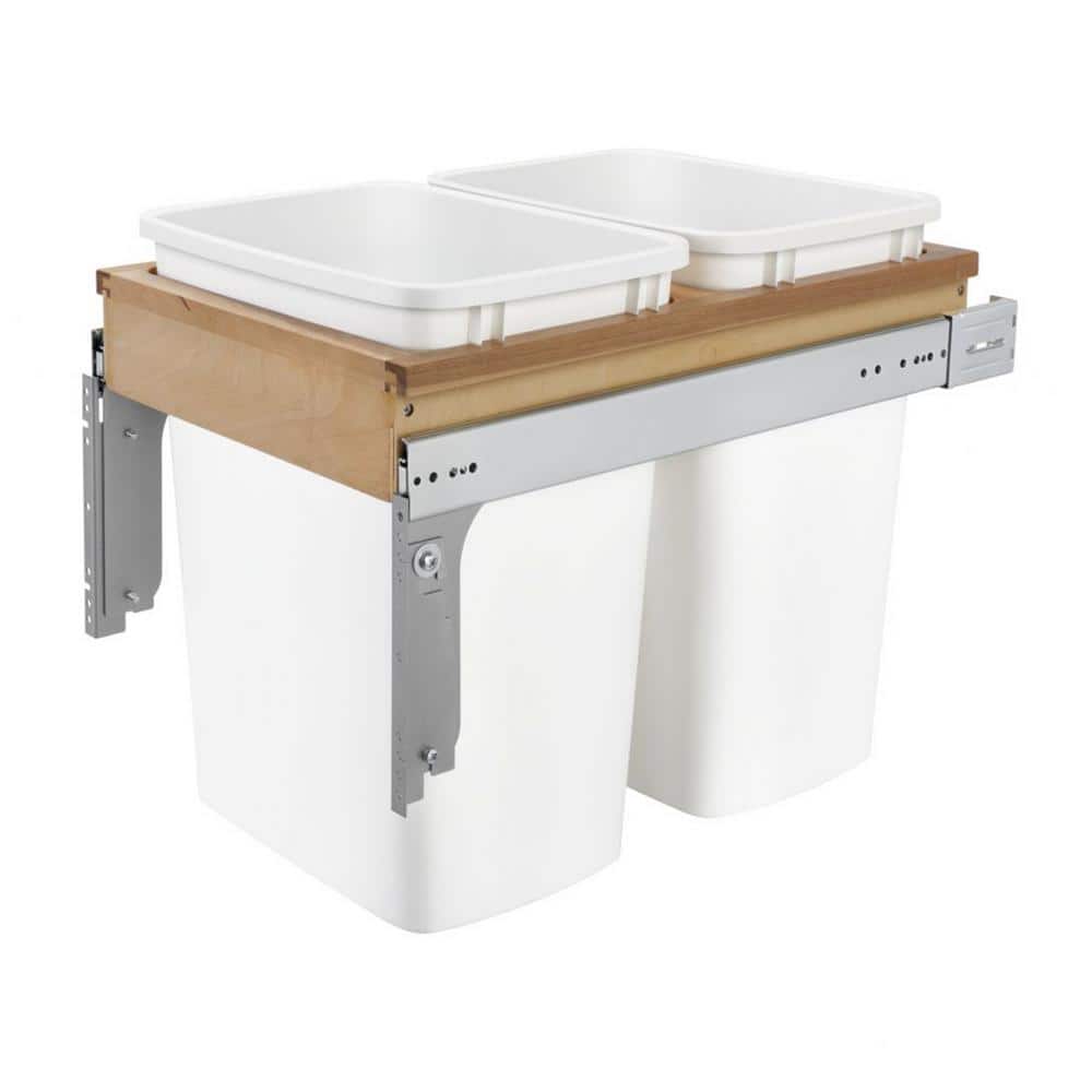 RevAShelf Double 50 Qt. PullOut Top Mount Maple and White Container