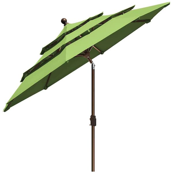 Terracemaster 9 ft. 3-Tiers Market Umbrella Patio Umbrella with Ventilation and 5-Years Non-Fading in Macaw Green
