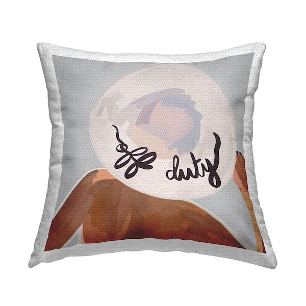 Stupell Industries Off Duty Glam Woman Tropical Beach Fashion Tan Square Outdoor Throw Pillow