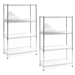 Chrome 4-Tier Carbon Steel Wire Garage Storage Shelving Unit NSF Certified (2-Pack) (30 in. W x 47 in. H x 14 in. D)