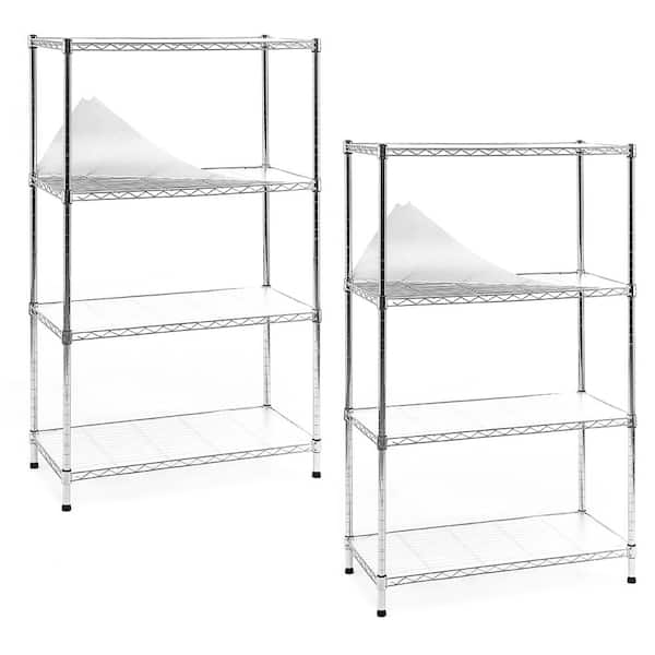 EFINE Chrome 4-Tier Carbon Steel Wire Garage Storage Shelving Unit NSF Certified (2-Pack) (30 in. W x 47 in. H x 14 in. D)