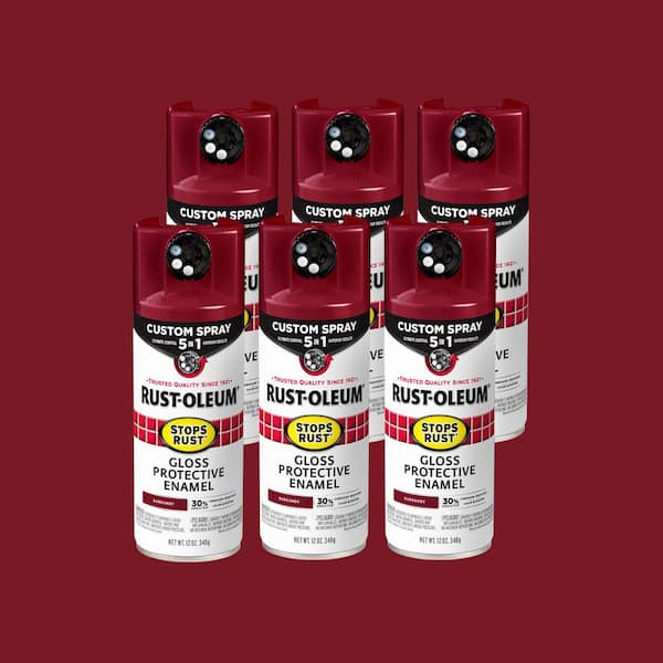 Rust-Oleum Stops Rust 12 oz. Custom Spray 5-in-1 Gloss Burgundy Spray Paint (Case of 6)