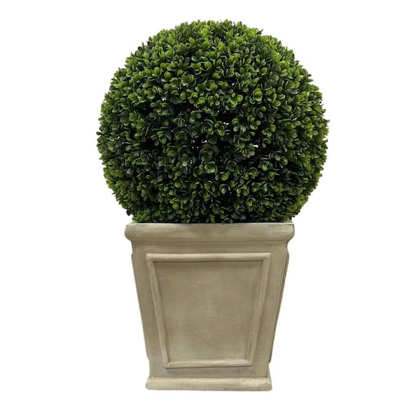 Seafuloy 1.91 ft. Height Artificial Potted Boxwood Tree Topiary Ball Decor Plant Shrub for Front Porch Home Office Decor