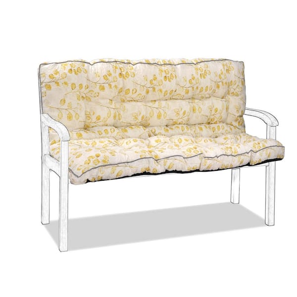 Swing Cushions 3 Seater Replacement, 63*40", Waterproof Porch Swing Cushions, 4" Thicken Bench Pad (Yellow Leaves)