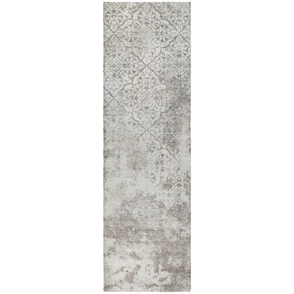 Dream Shag Premium Machine Washable Abstract ADS769 Ivory 2 ft. x 7 ft. Runner Rug