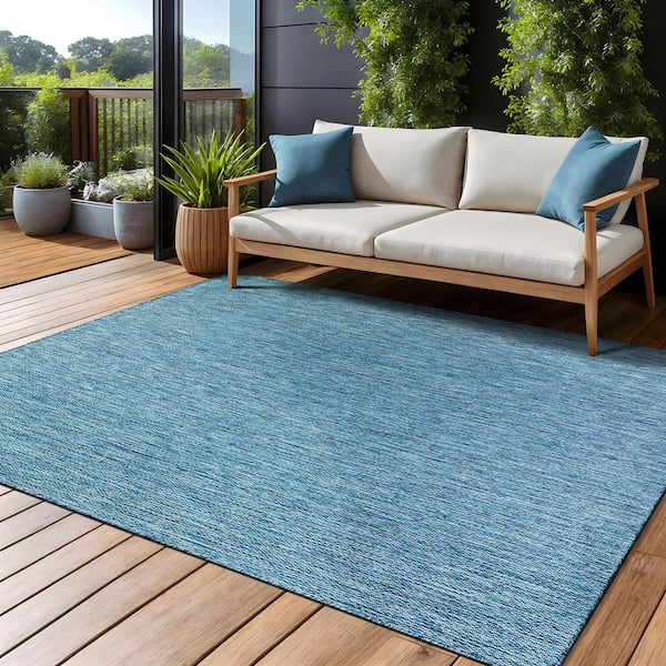 アール・グラージュ　ブルーハワイ Beverly Rug 6 X 9 Aqua Aloha Washable Solid Indoor Outdoor Area