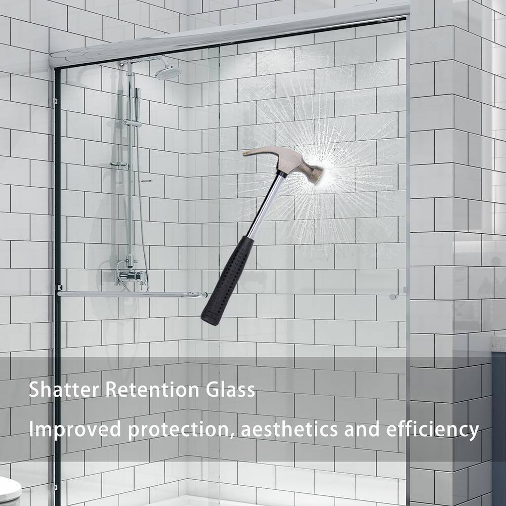 60'' Chrome Framed Sliding Shower Door with Clear Glass